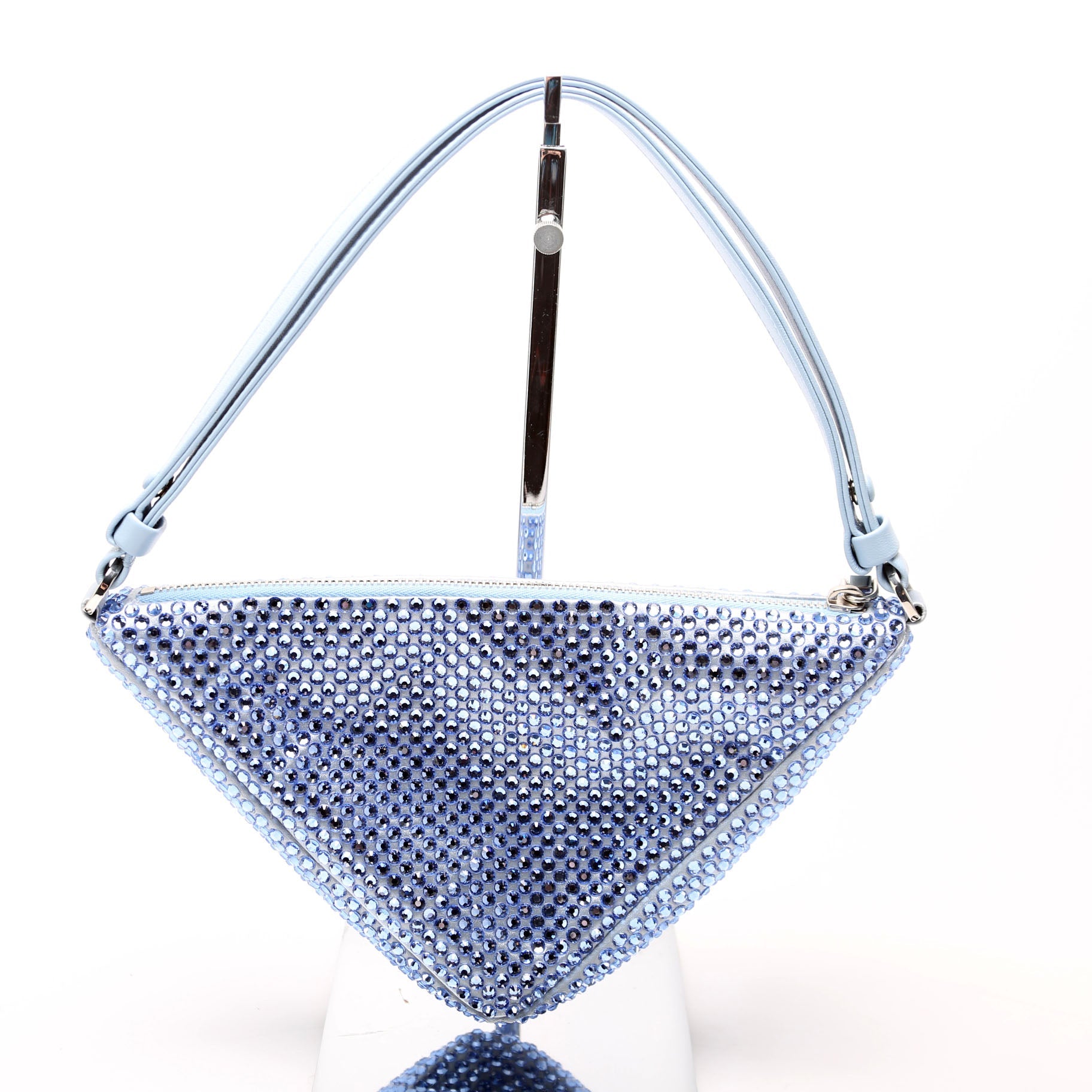 1BC190 Crystal Satin Triangle Pouch Blue