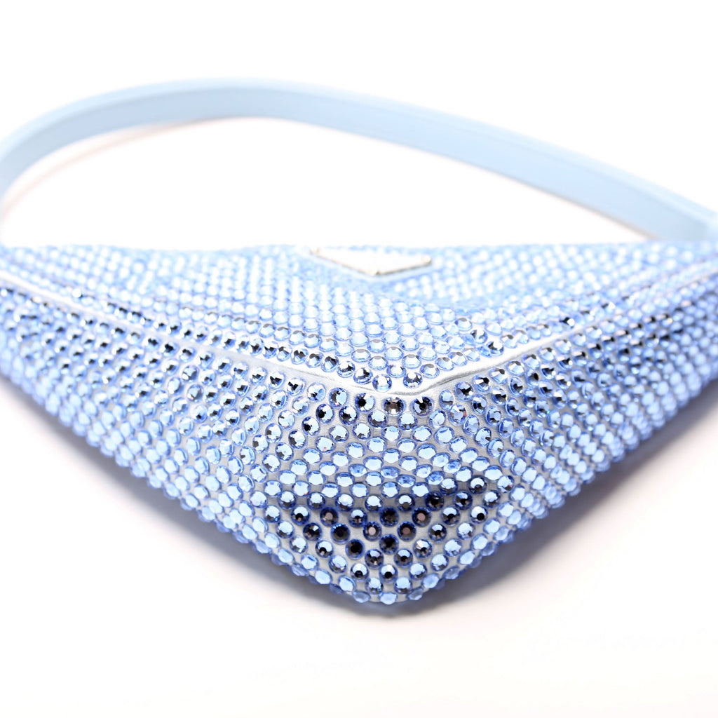 1BC190 Crystal Satin Triangle Pouch Blue