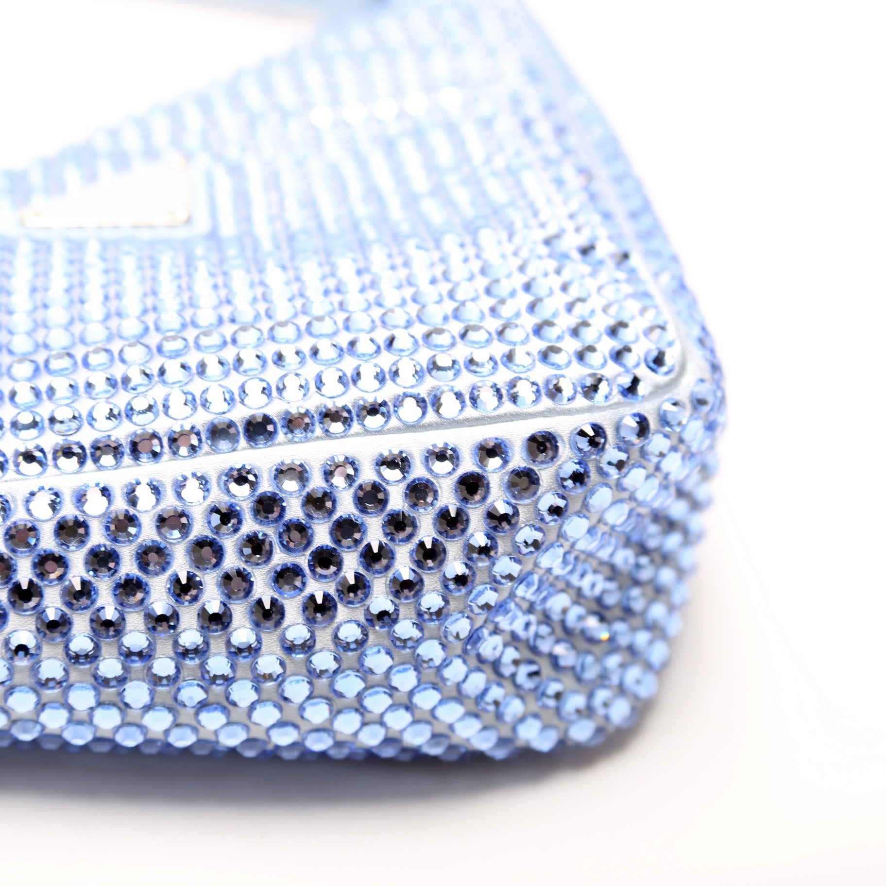 1BC190 Crystal Satin Triangle Pouch Blue