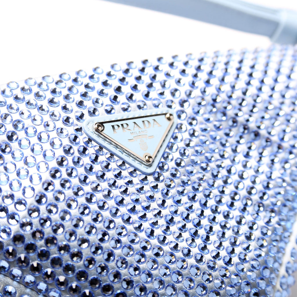 1BC190 Crystal Satin Triangle Pouch Blue
