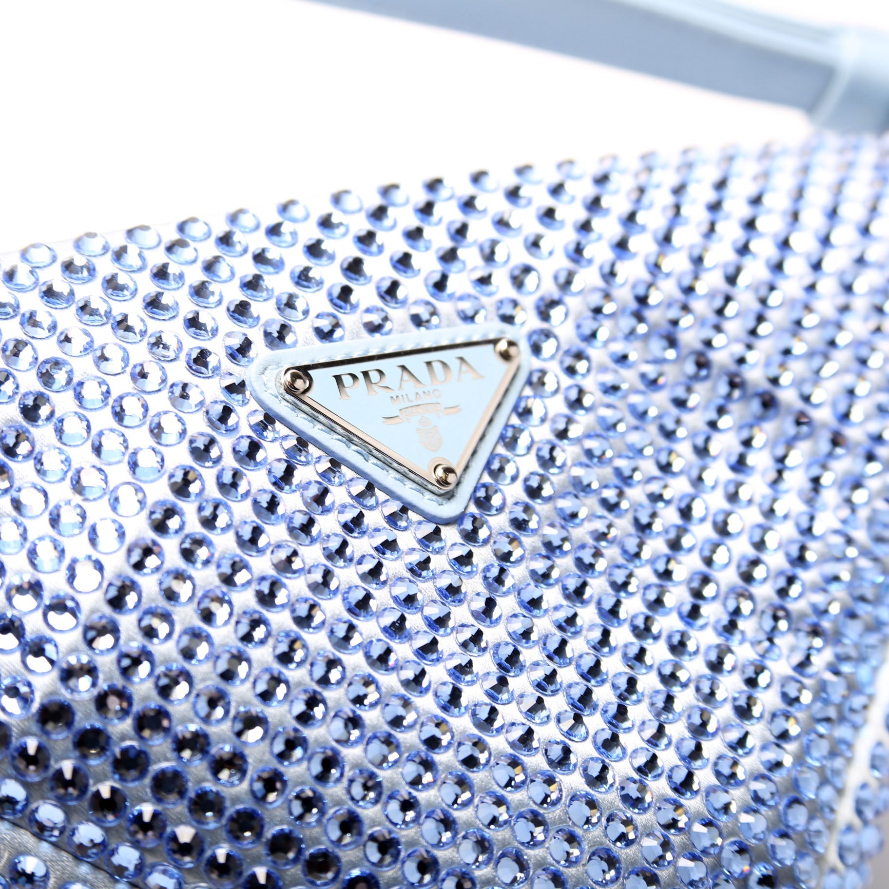1BC190 Crystal Satin Triangle Pouch Blue