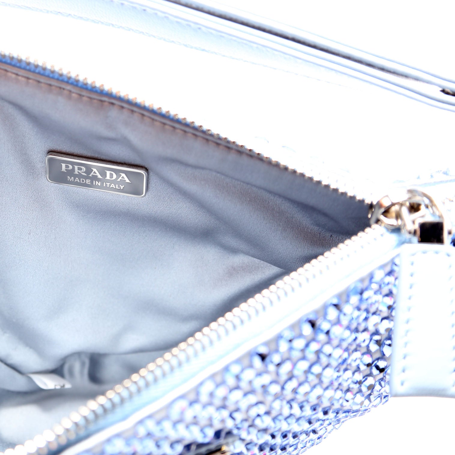1BC190 Crystal Satin Triangle Pouch Blue
