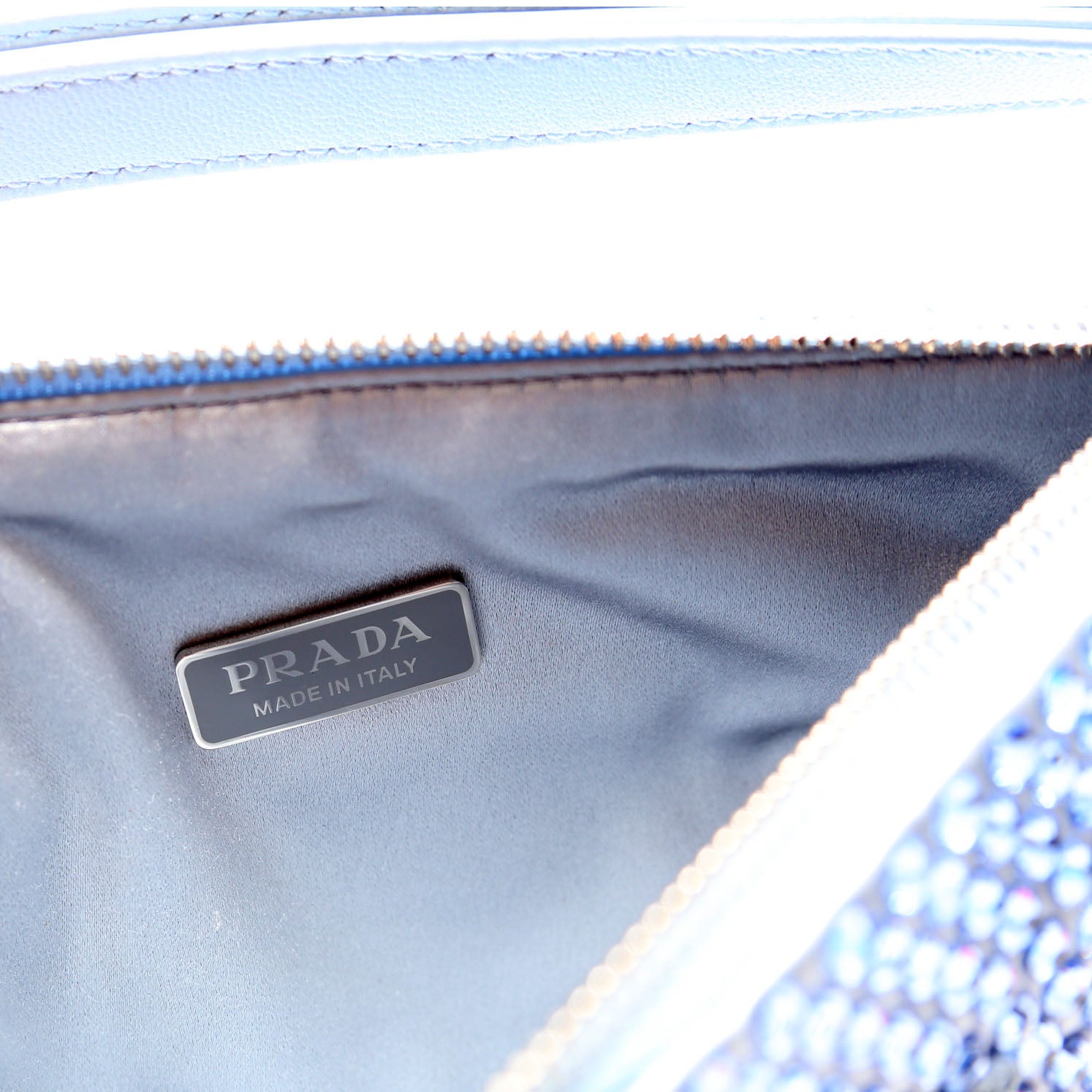 1BC190 Crystal Satin Triangle Pouch Blue