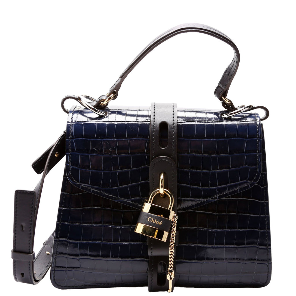 Aby Day Medium Croc Embossed Shoulder Bag Blue