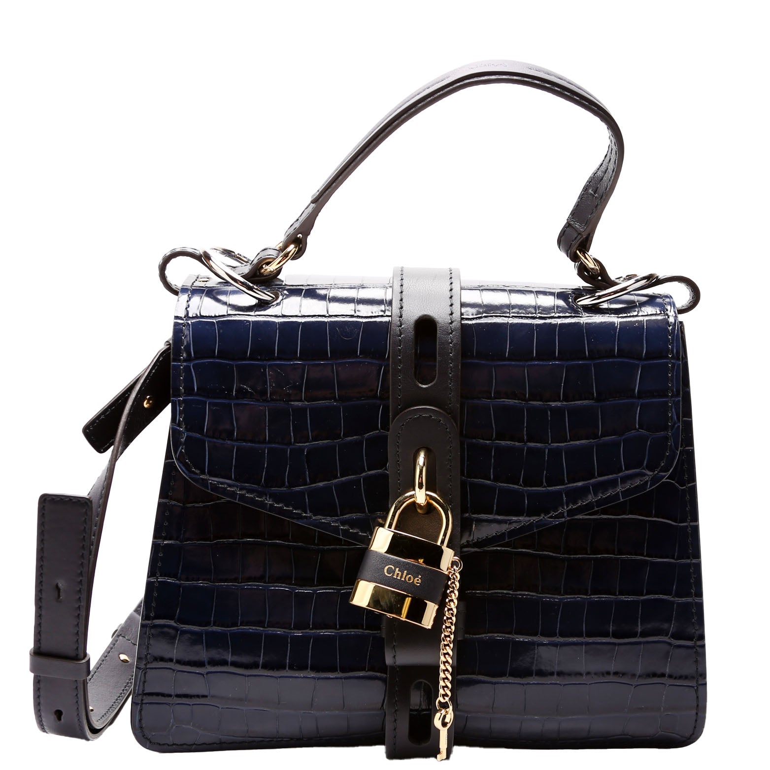 Aby Day Medium Croc Embossed Shoulder Bag Blue