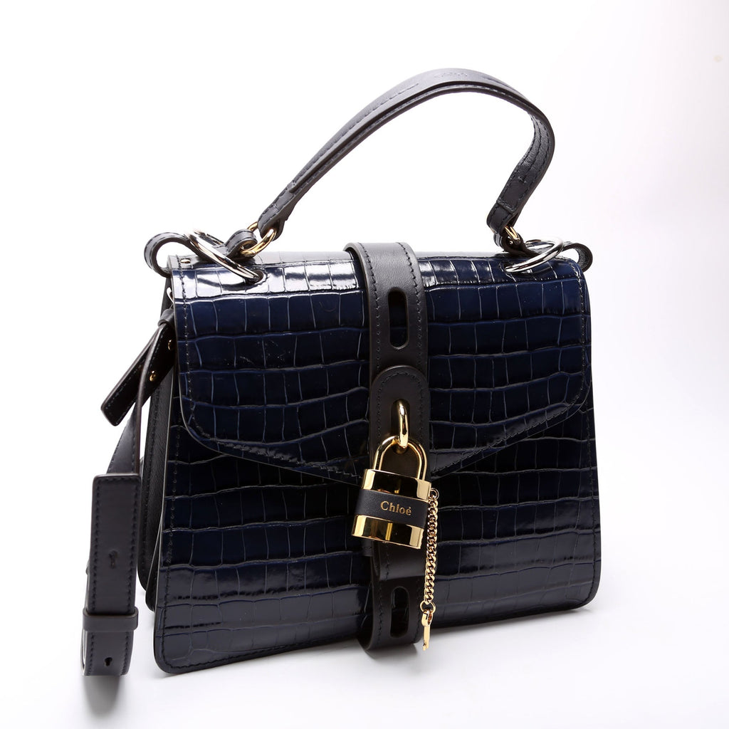 Aby Day Medium Croc Embossed Shoulder Bag Blue