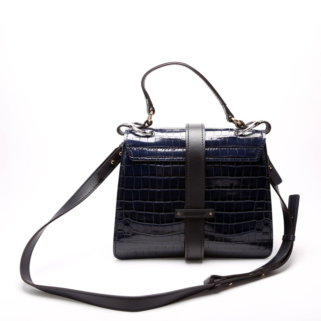 Aby Day Medium Croc Embossed Shoulder Bag Blue