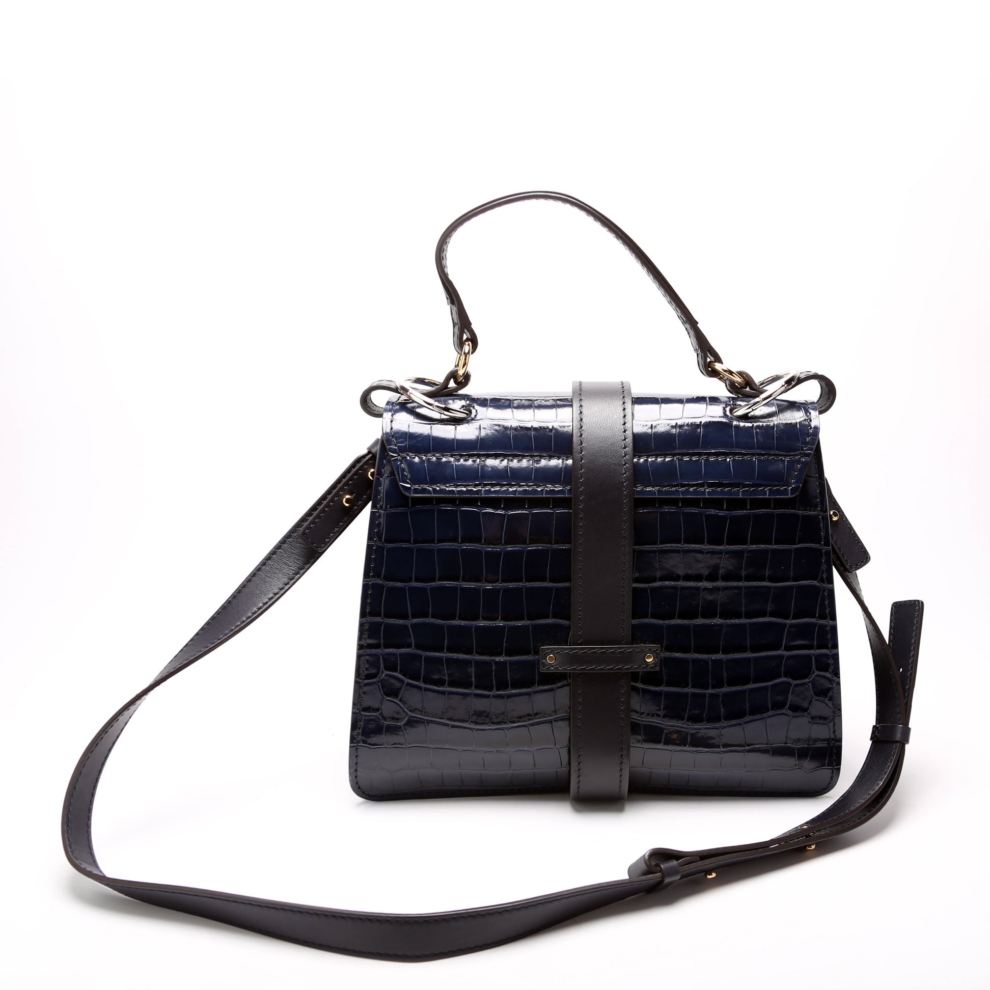 Aby Day Medium Croc Embossed Shoulder Bag Blue