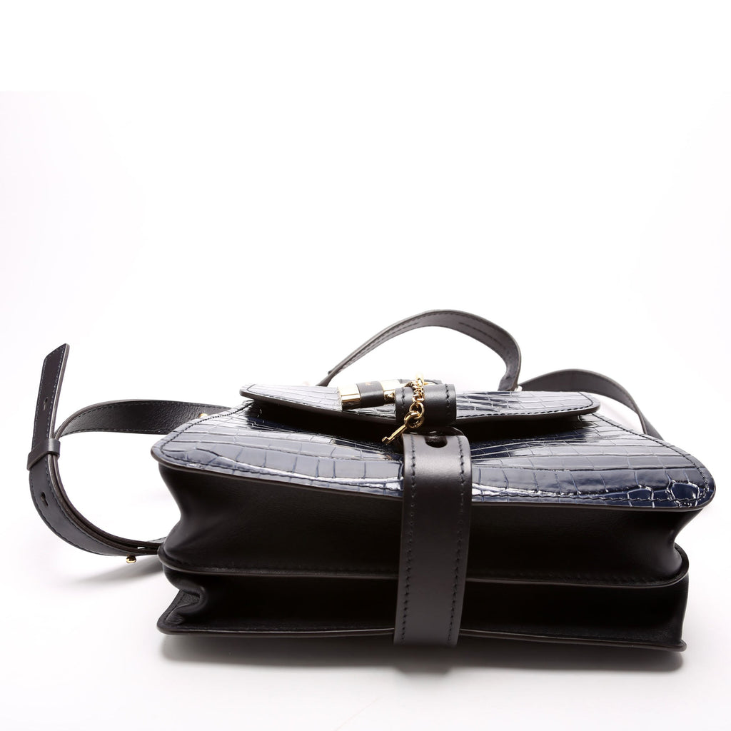 Aby Day Medium Croc Embossed Shoulder Bag Blue