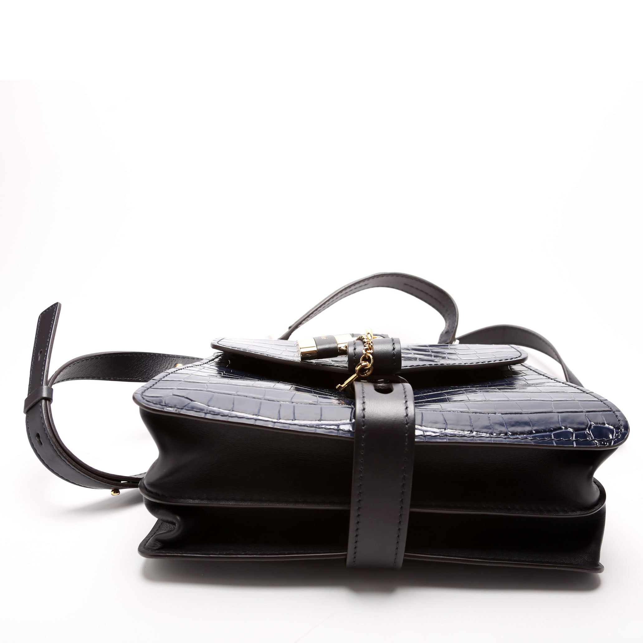Aby Day Medium Croc Embossed Shoulder Bag Blue
