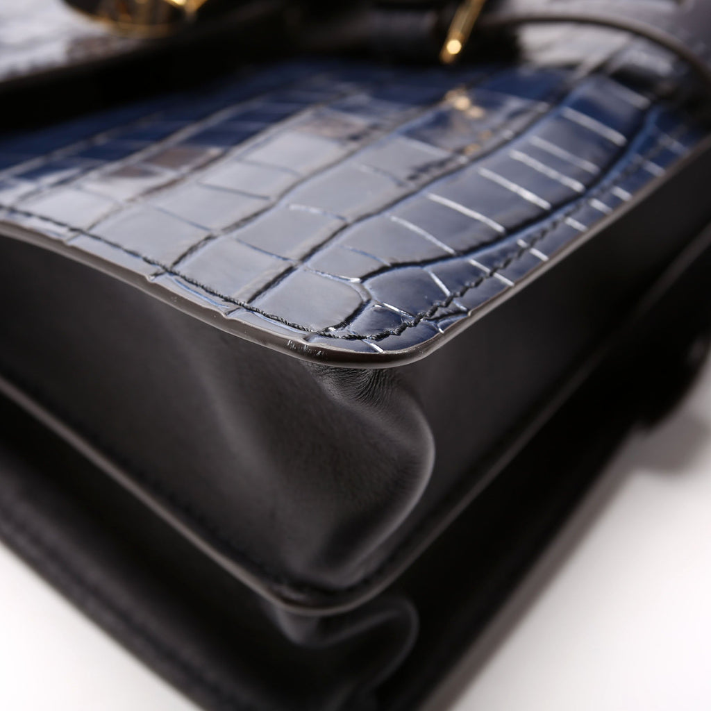 Aby Day Medium Croc Embossed Shoulder Bag Blue
