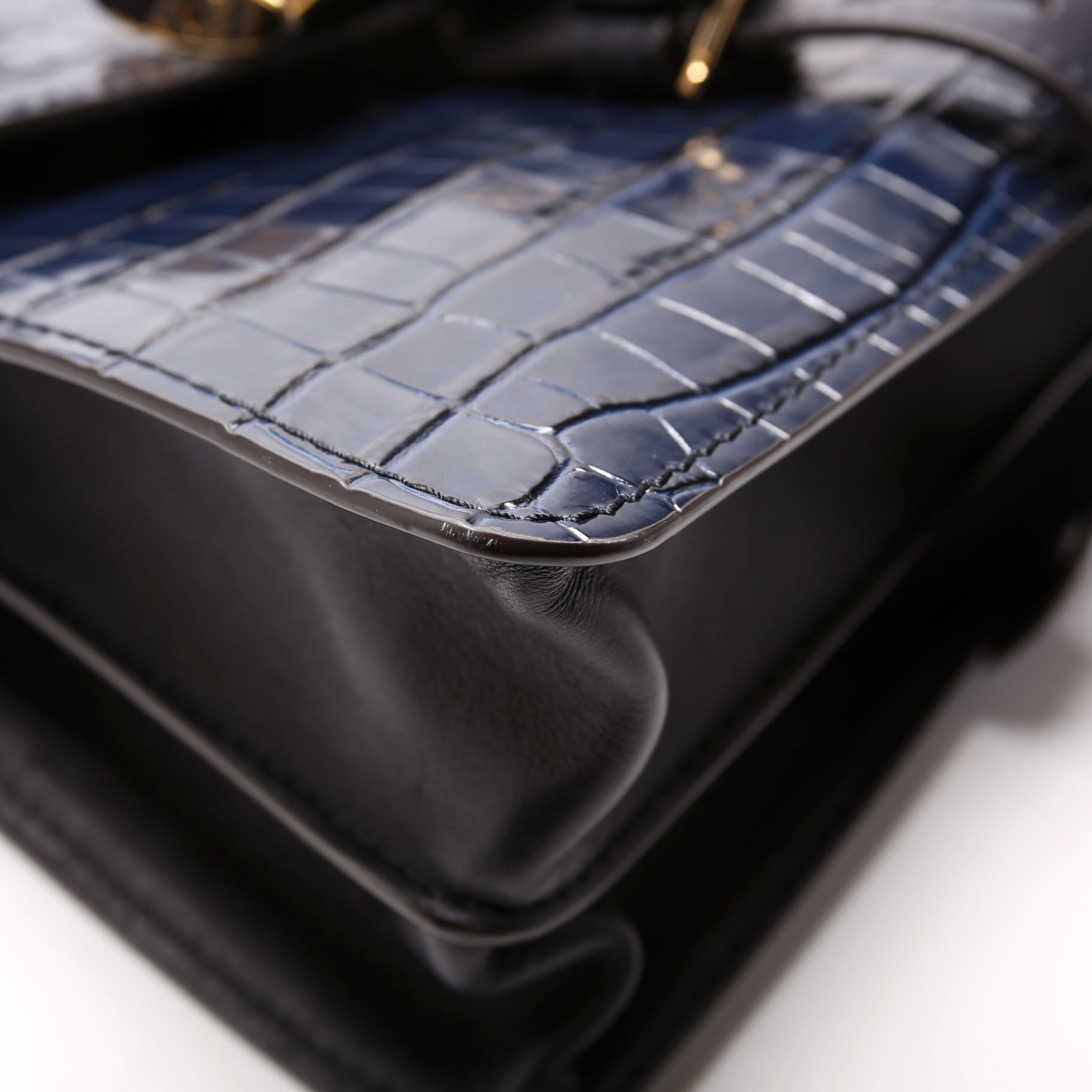 Aby Day Medium Croc Embossed Shoulder Bag Blue