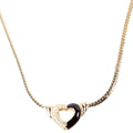 Vintage Snake Chain Heart Necklace with Rhinestones