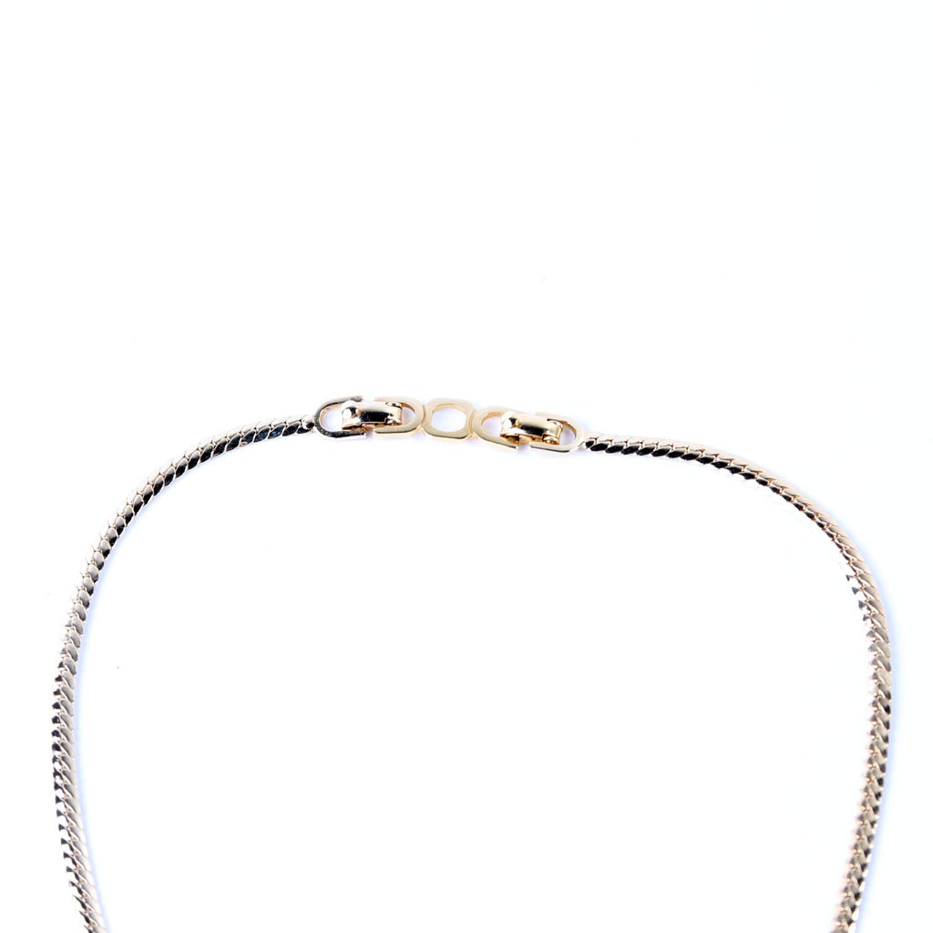 Vintage Snake Chain Heart Necklace with Rhinestones