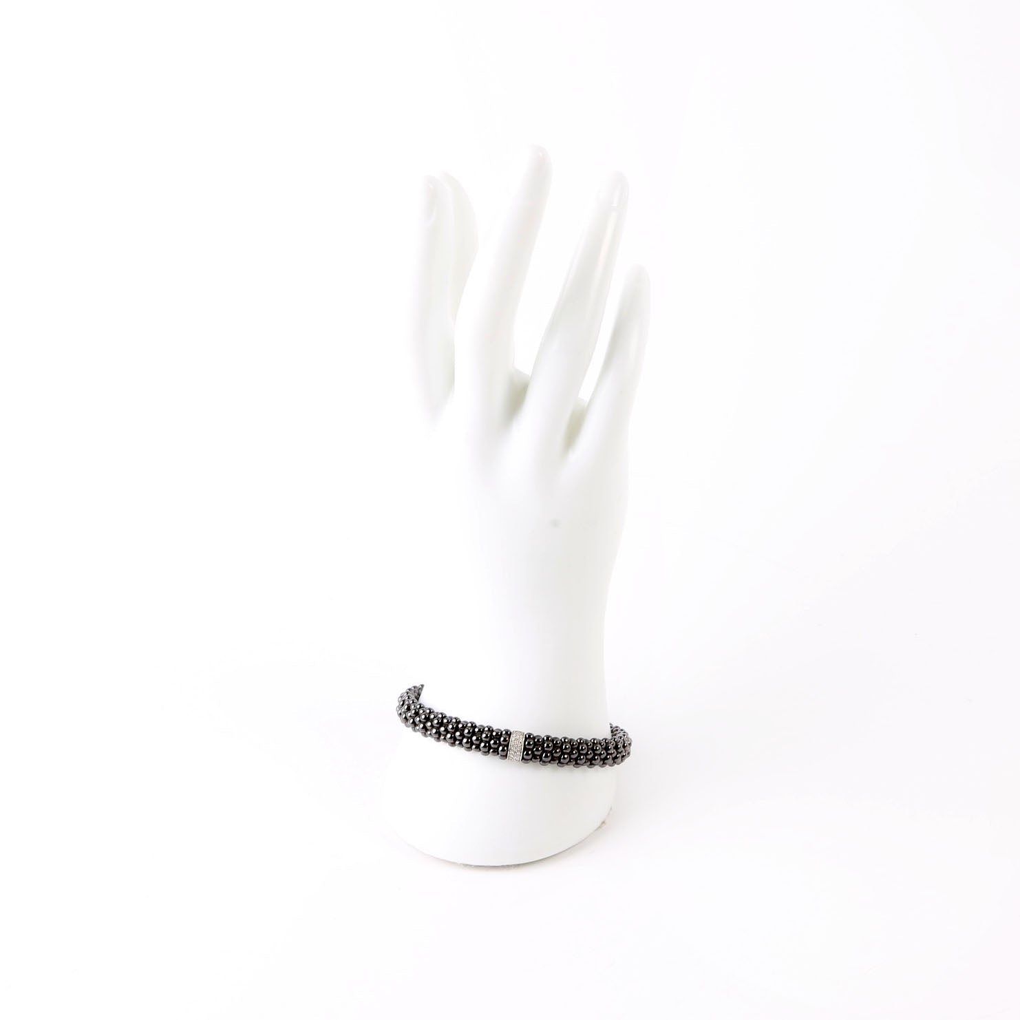 Bracelet: Black Caviar Single Station 9MM Diamonds/925