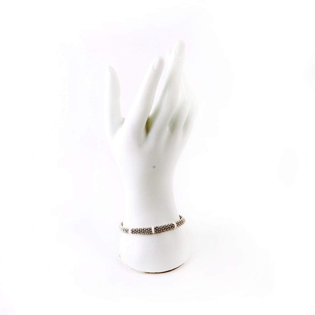 Bracelet: White Caviar Ceramic Beaded 6MM 925
