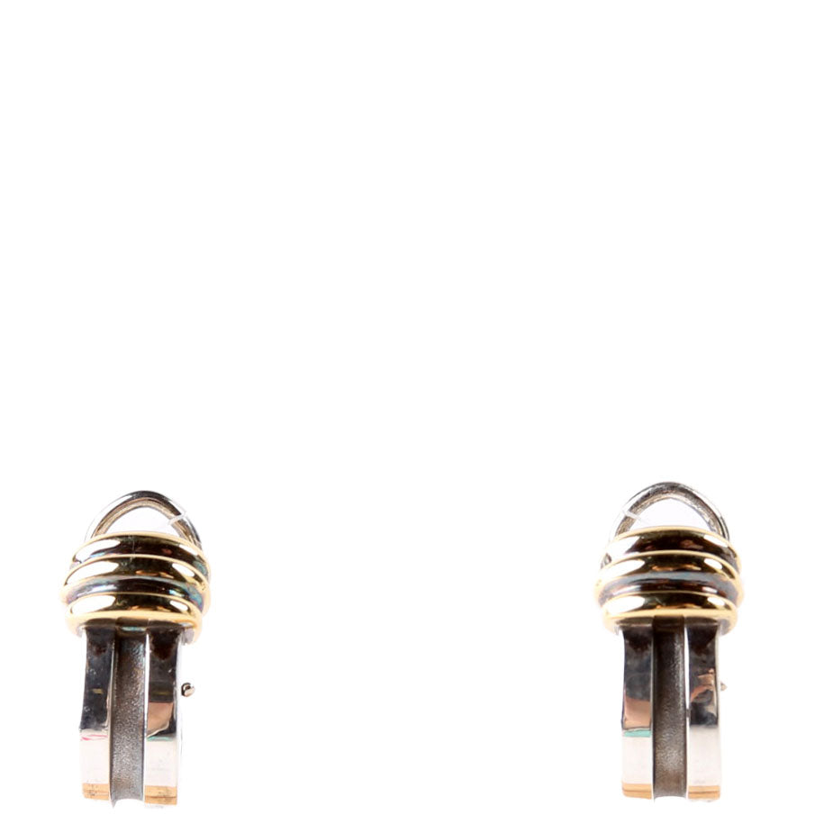 Earrings: Atlas Grooved Omega Huggies 925/750