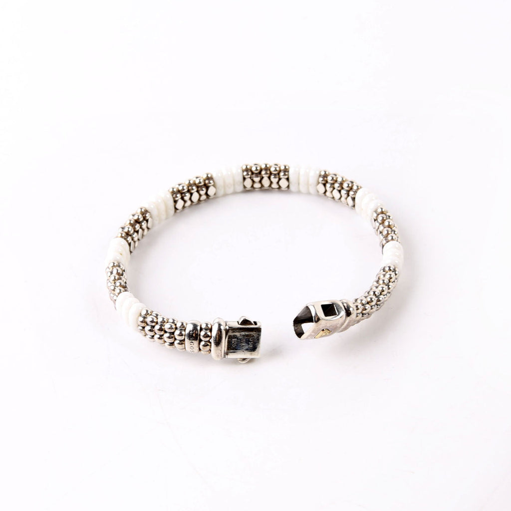 Bracelet: White Caviar Ceramic Beaded 9MM 925