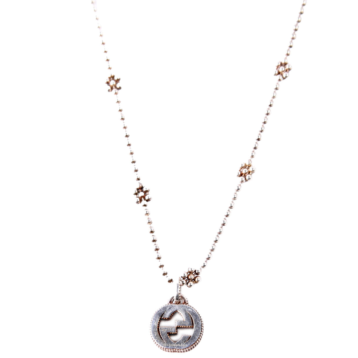 Gucci Necklace: Interlock G Flower Bead Chain 925