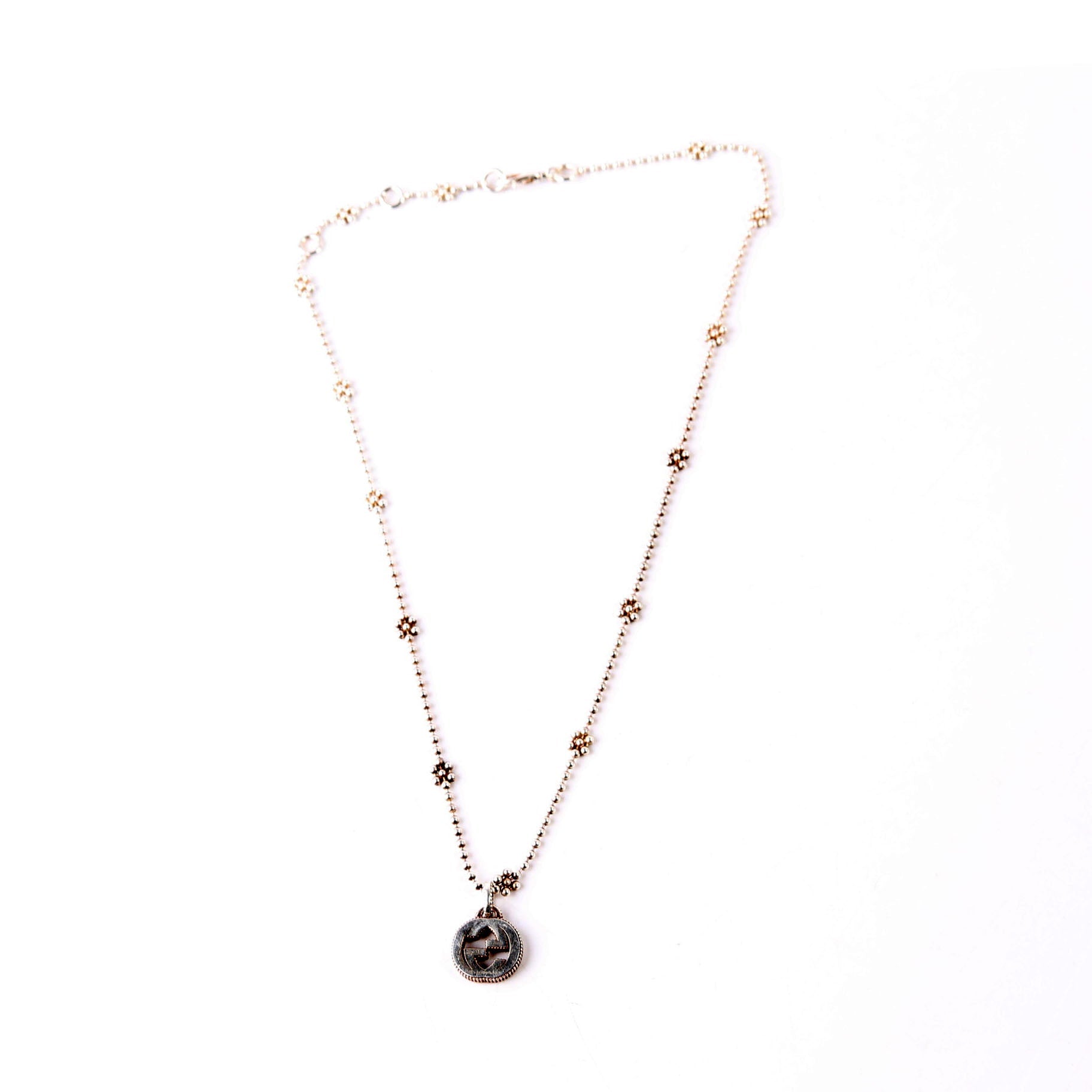 Gucci Necklace: Interlock G Flower Bead Chain 925