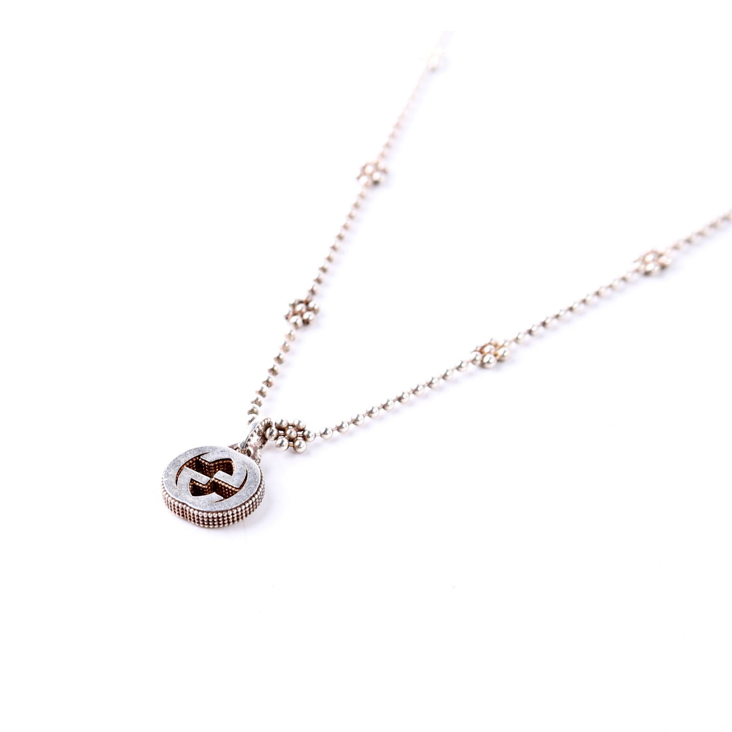 Gucci Necklace: Interlock G Flower Bead Chain 925