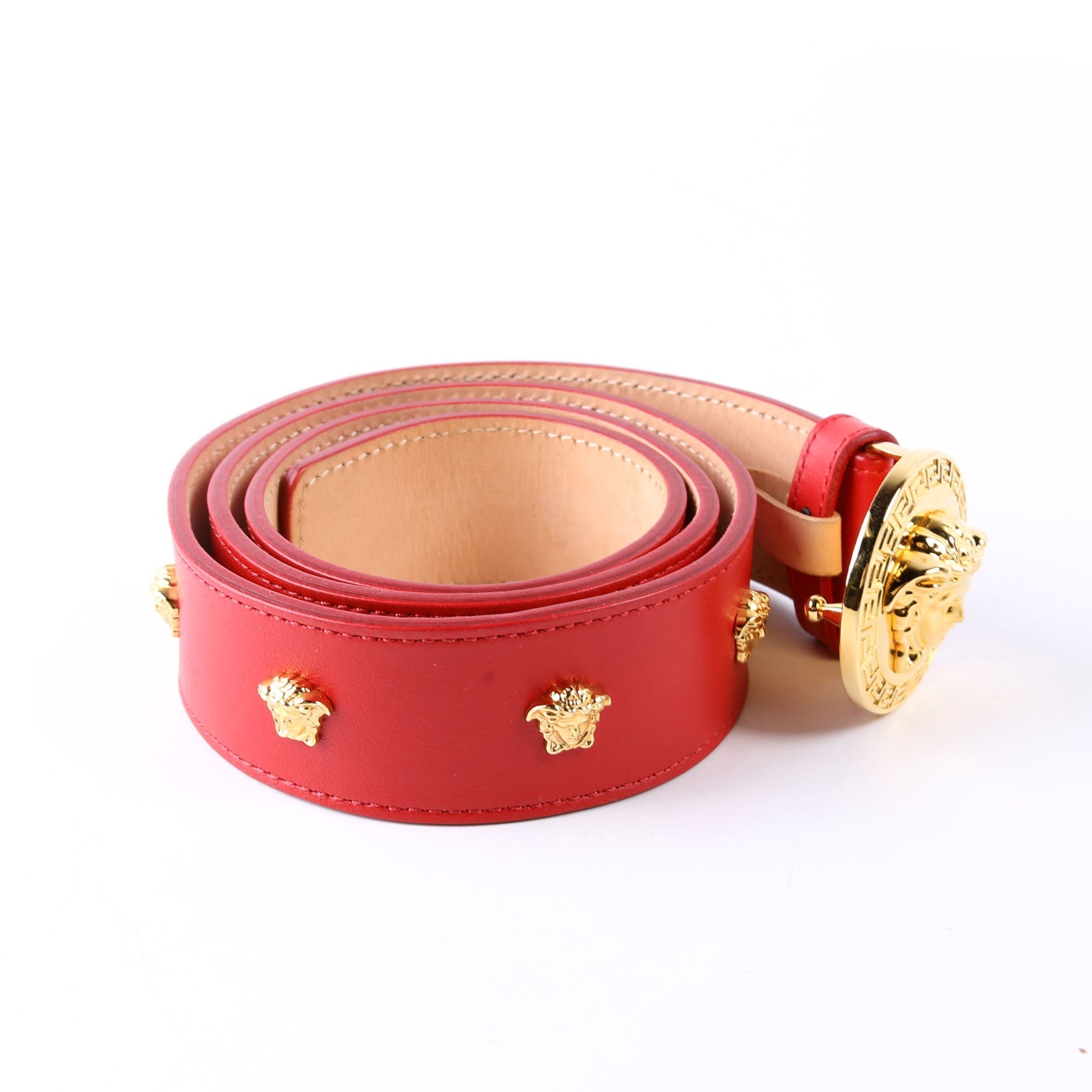 Medusa Leather Belt Size 90/36 Red