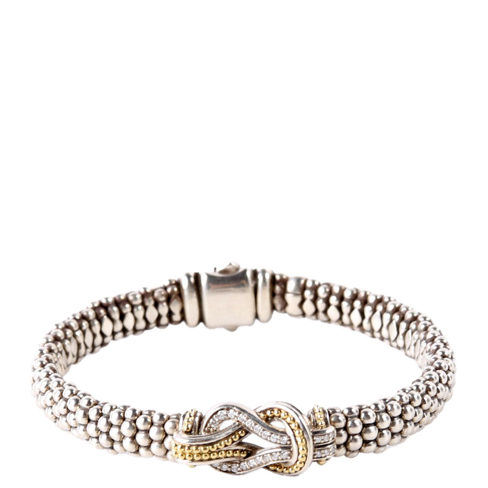 Bracelet: Two-Tone Knot Caviar Diamonds/925/750