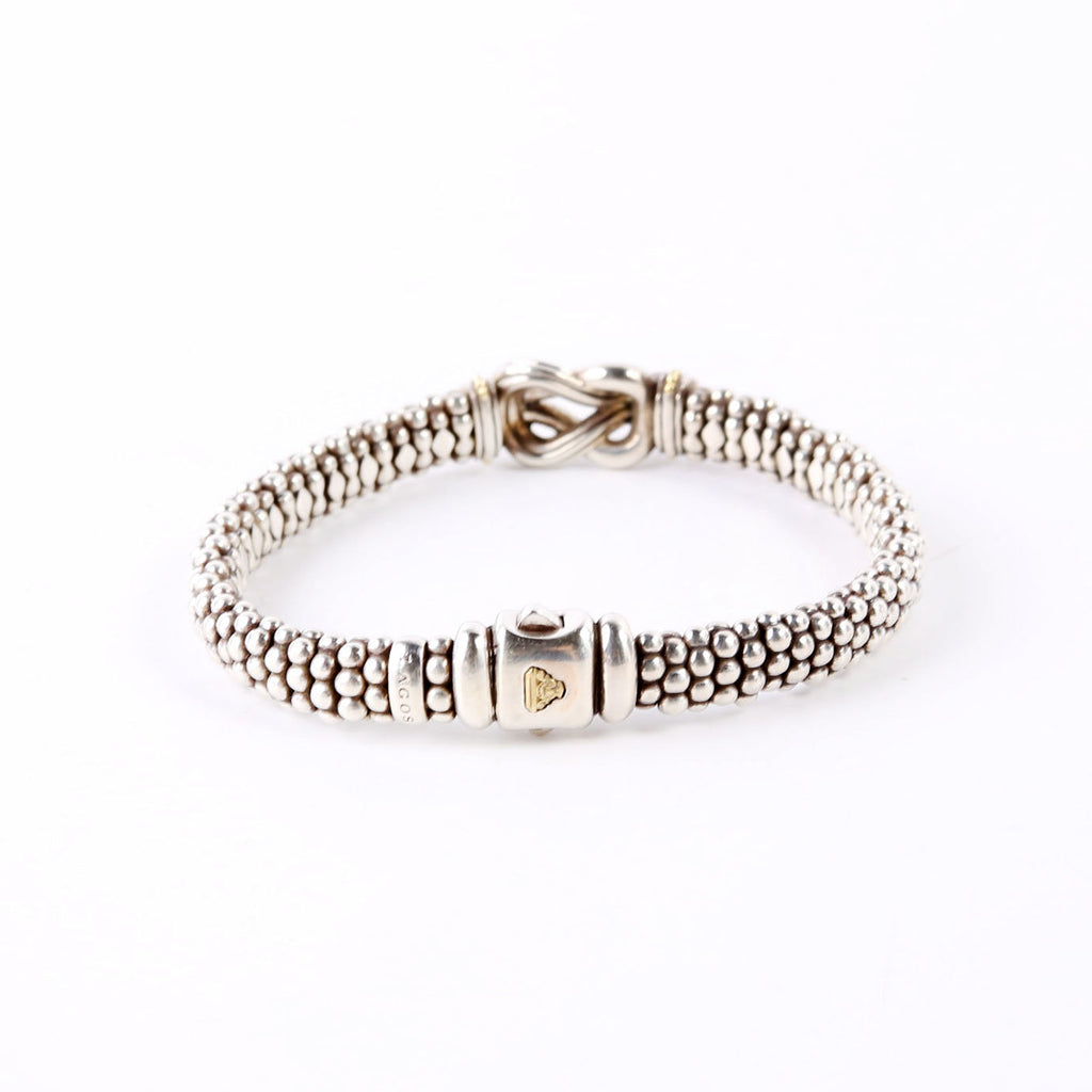 Bracelet: Two-Tone Knot Caviar Diamonds/925/750