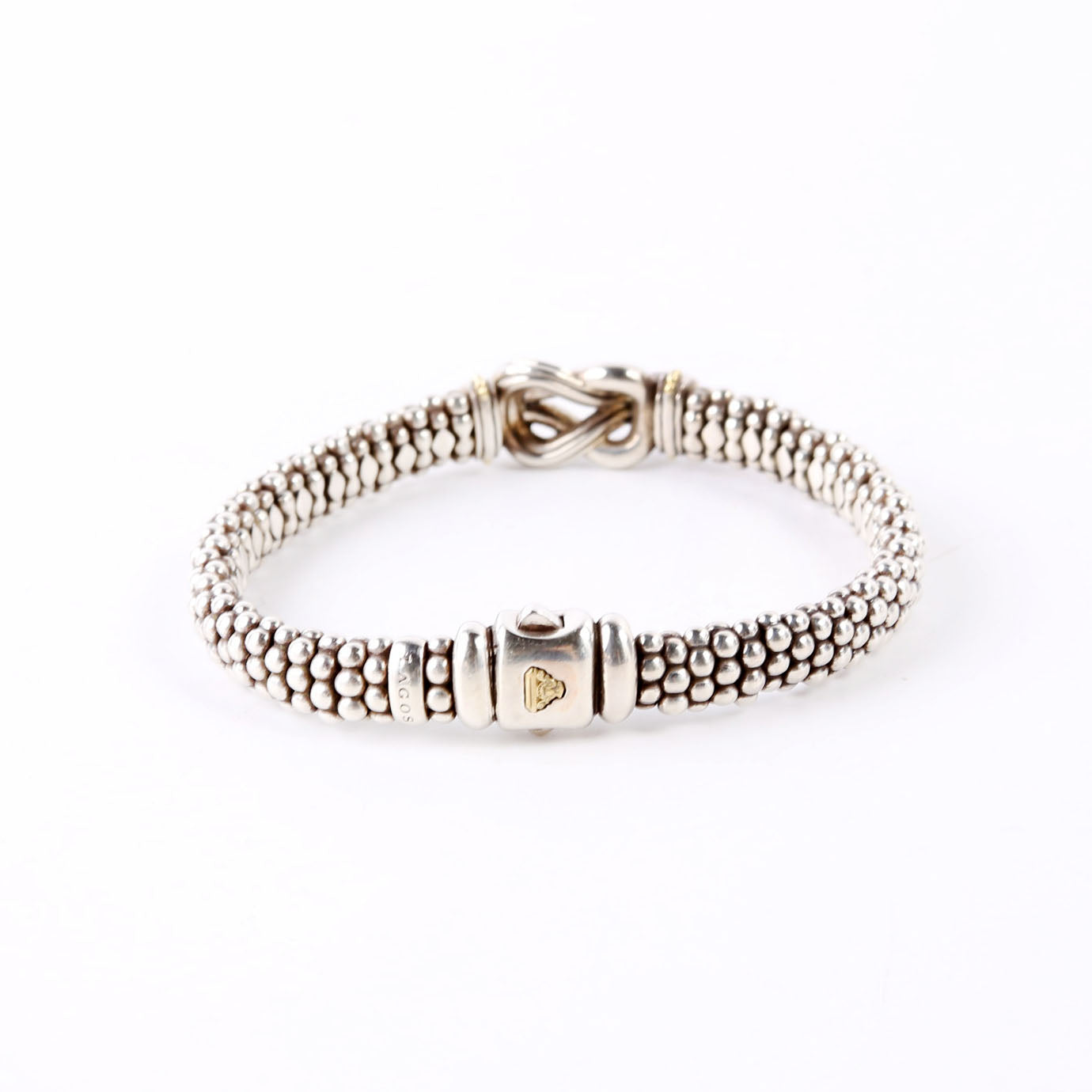 Bracelet: Two-Tone Knot Caviar Diamonds/925/750