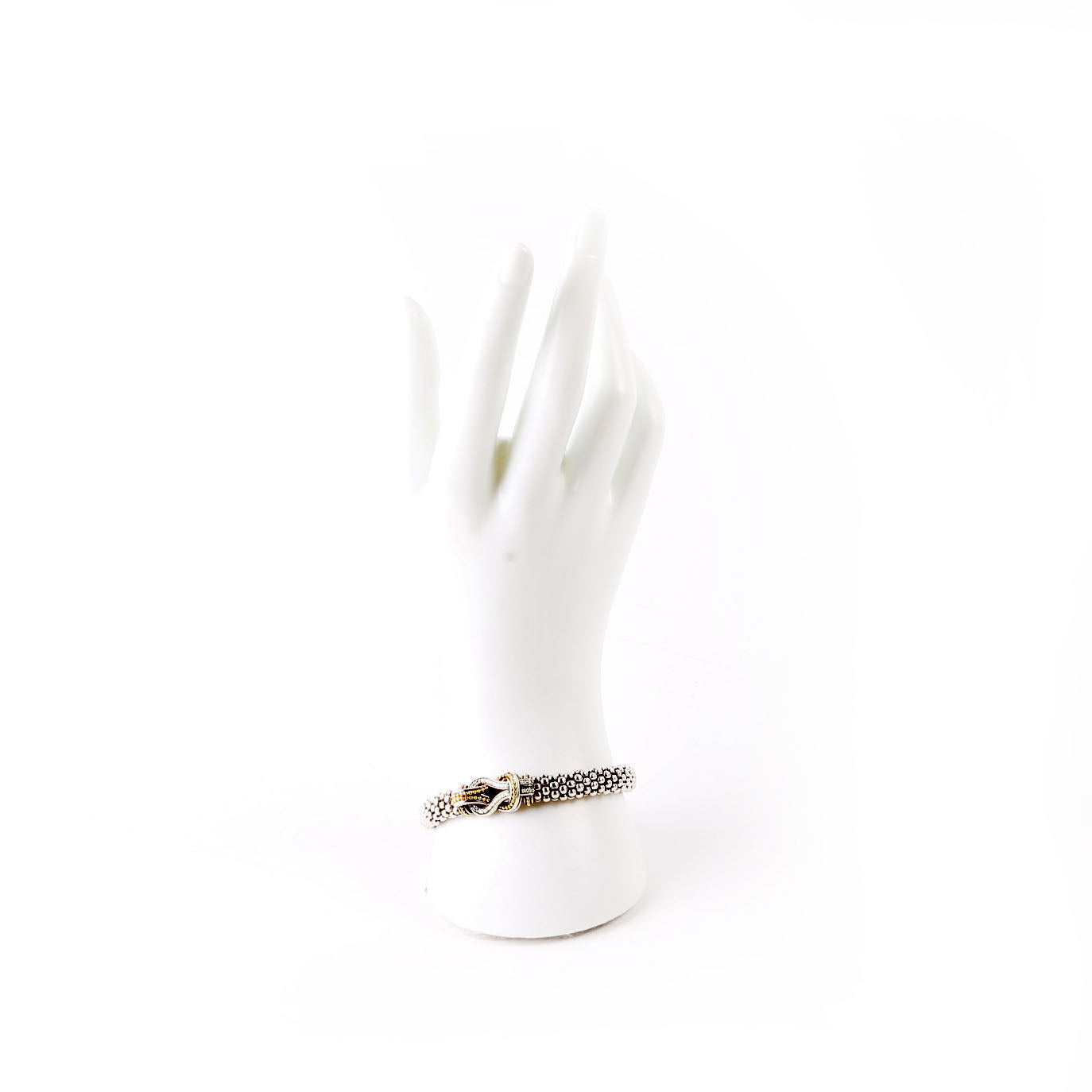 Bracelet: Two-Tone Knot Caviar Diamonds/925/750