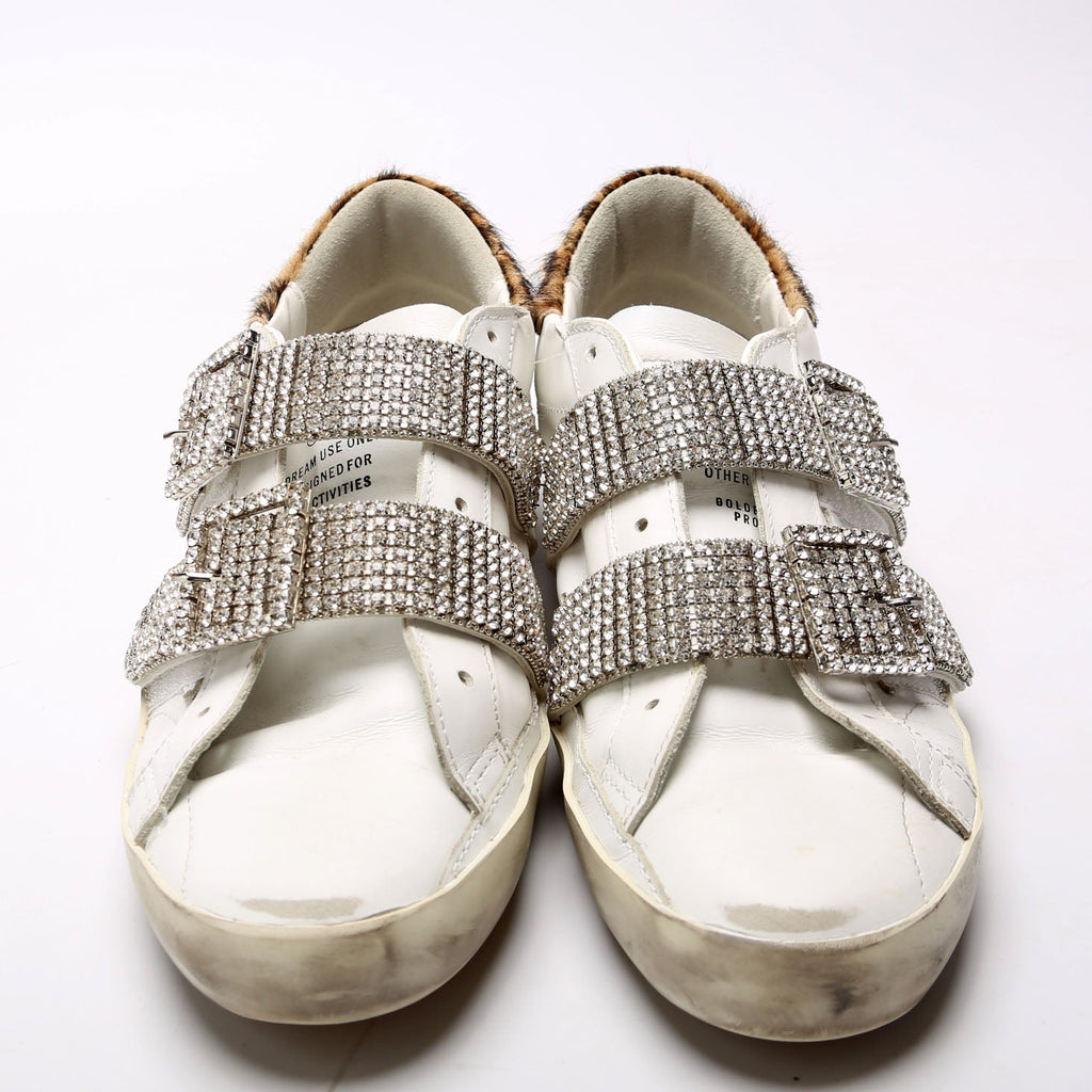 Old School Crystal Buckle Sneakers Size 38 White