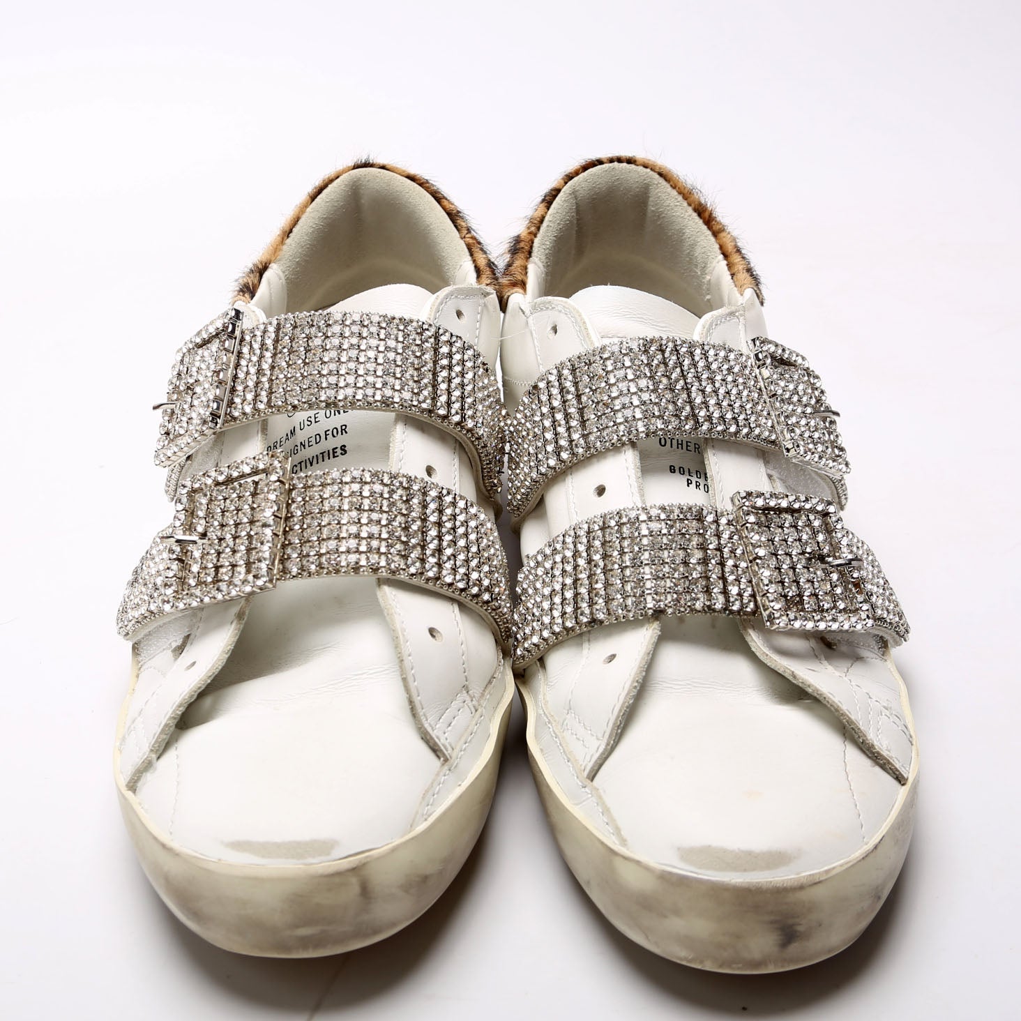 Old School Crystal Buckle Sneakers Size 38 White