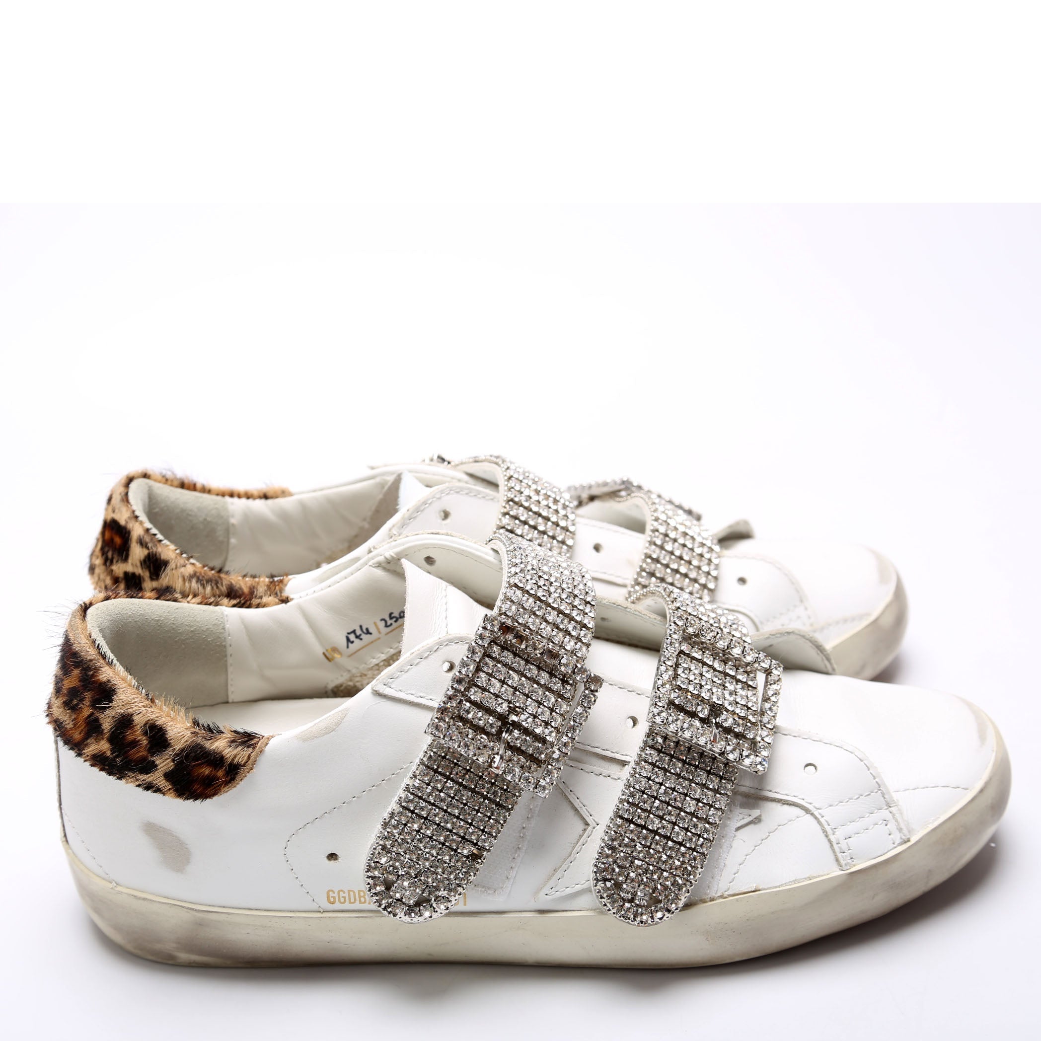Old School Crystal Buckle Sneakers Size 38 White