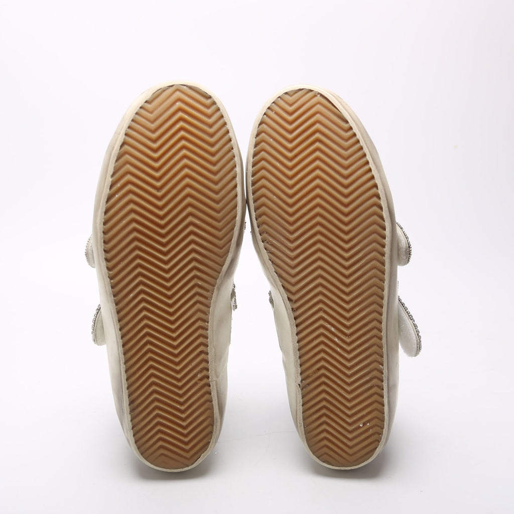 Old School Crystal Buckle Sneakers Size 38 White