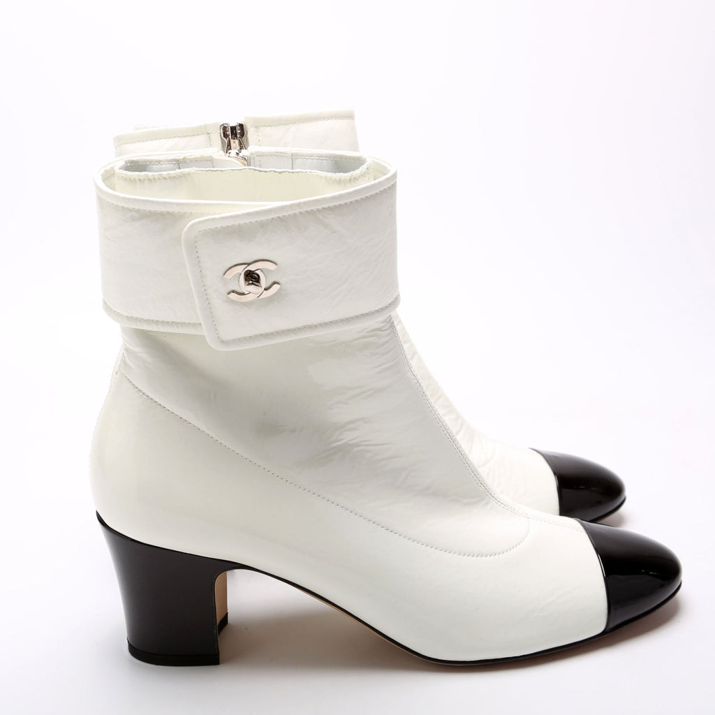 CC Patent Two Tone Booties Size 39 White
