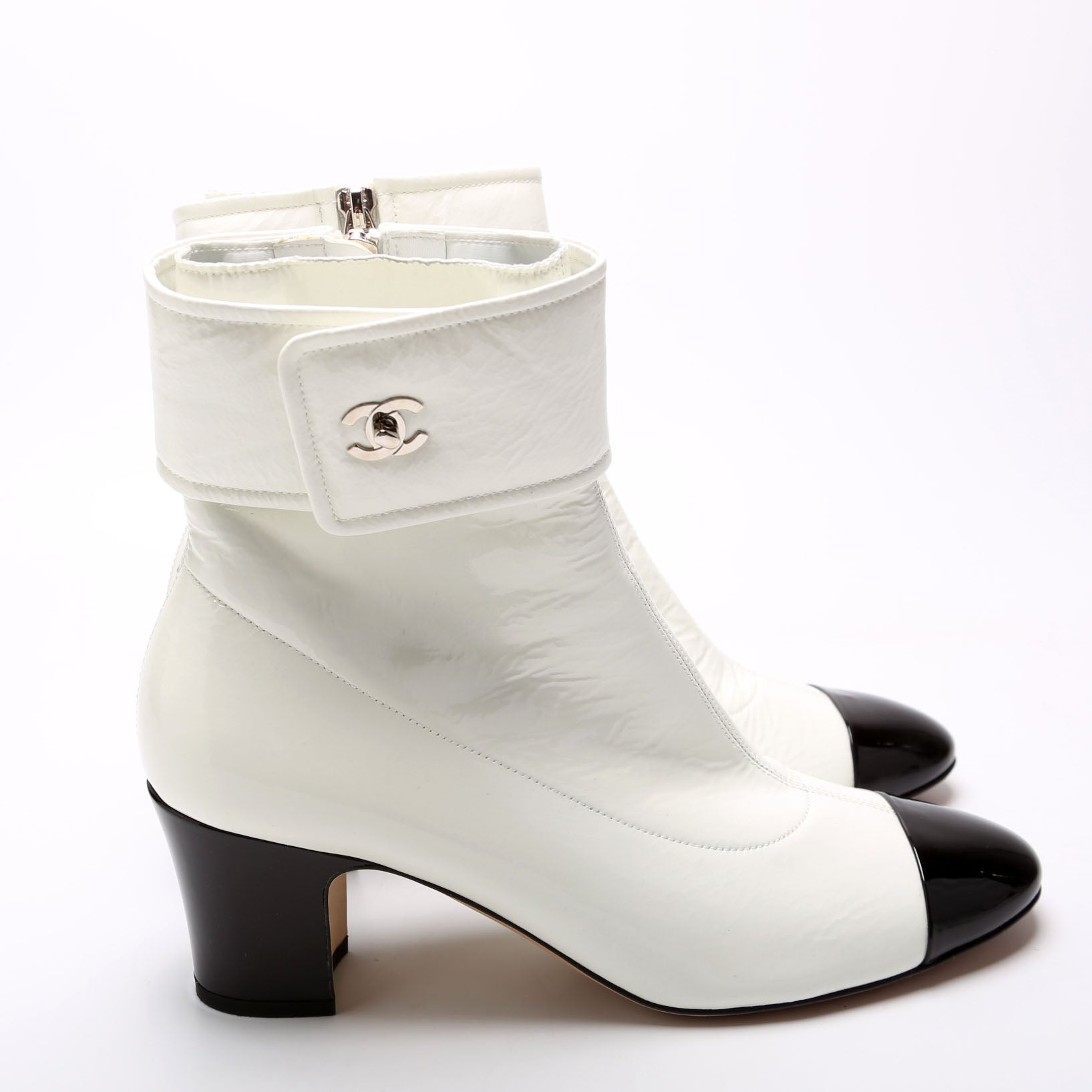 CC Patent Two Tone Booties Size 39 White
