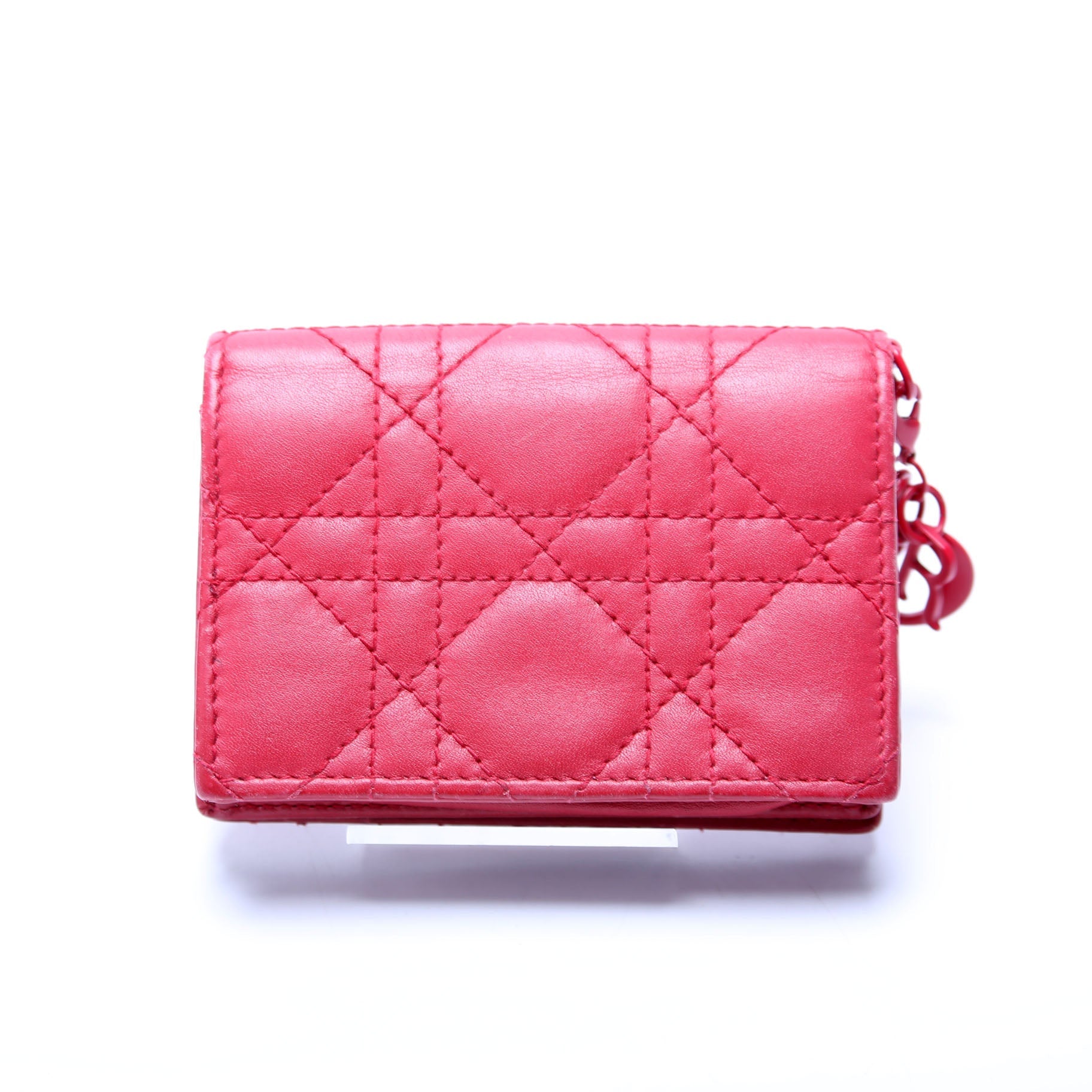 Lady Dior Bloom Card Holder Cannage Lambskin Red