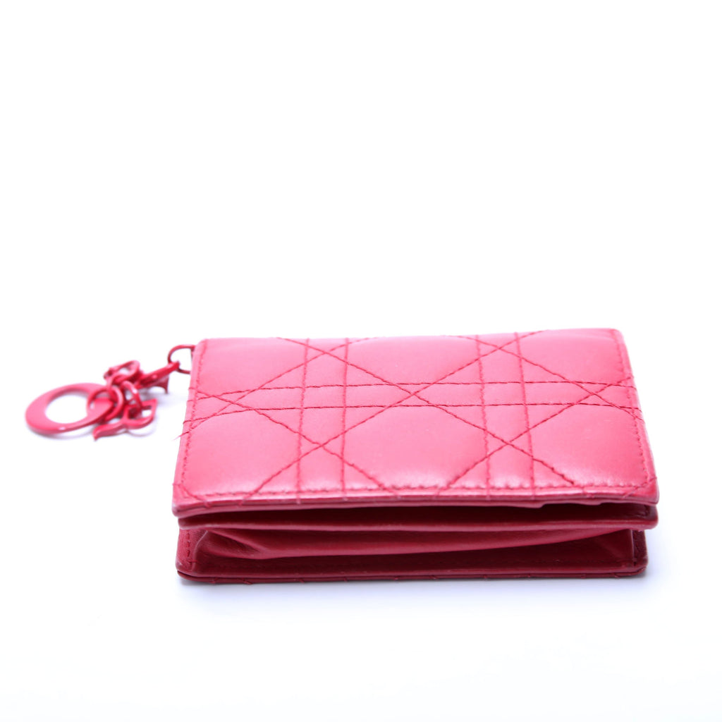 Lady Dior Bloom Card Holder Cannage Lambskin Red