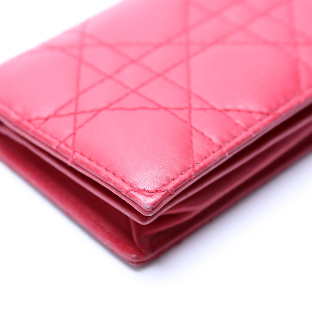 Lady Dior Bloom Card Holder Cannage Lambskin Red