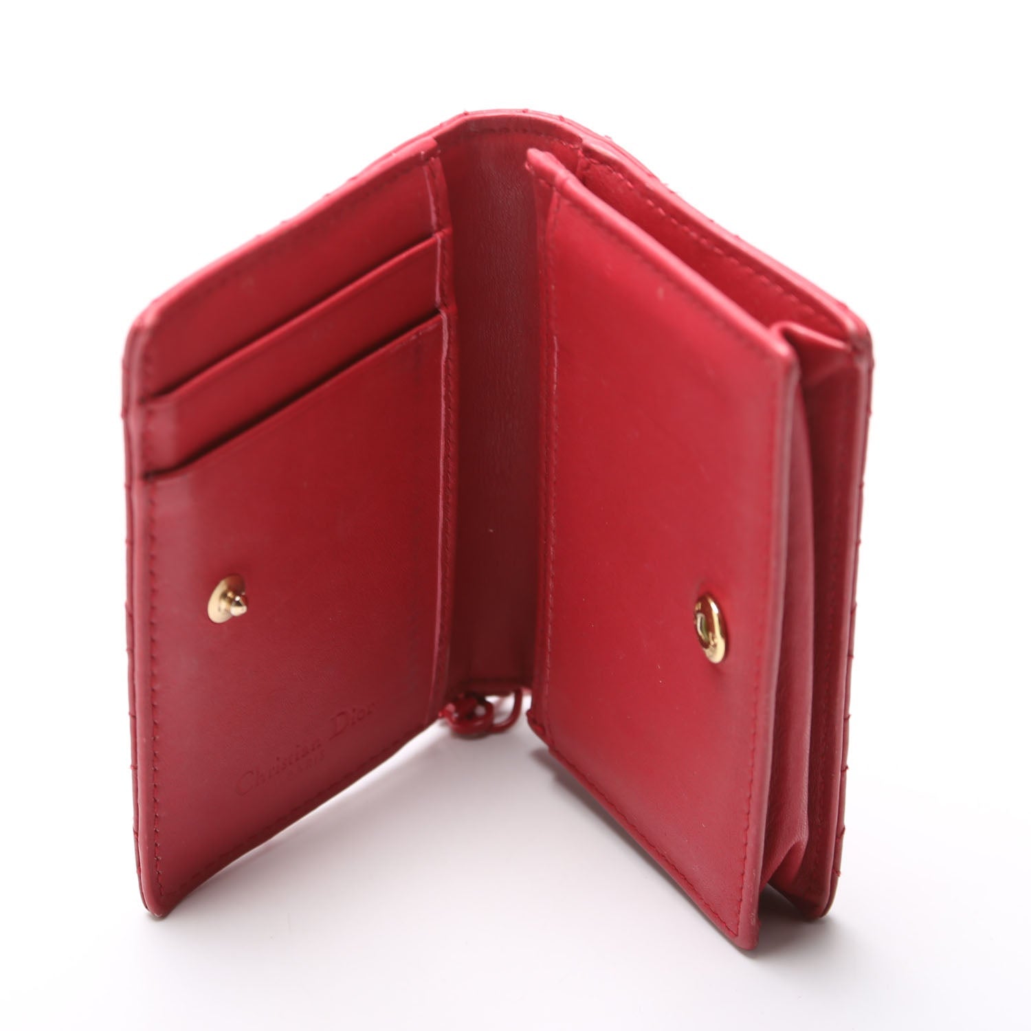 Lady Dior Bloom Card Holder Cannage Lambskin Red