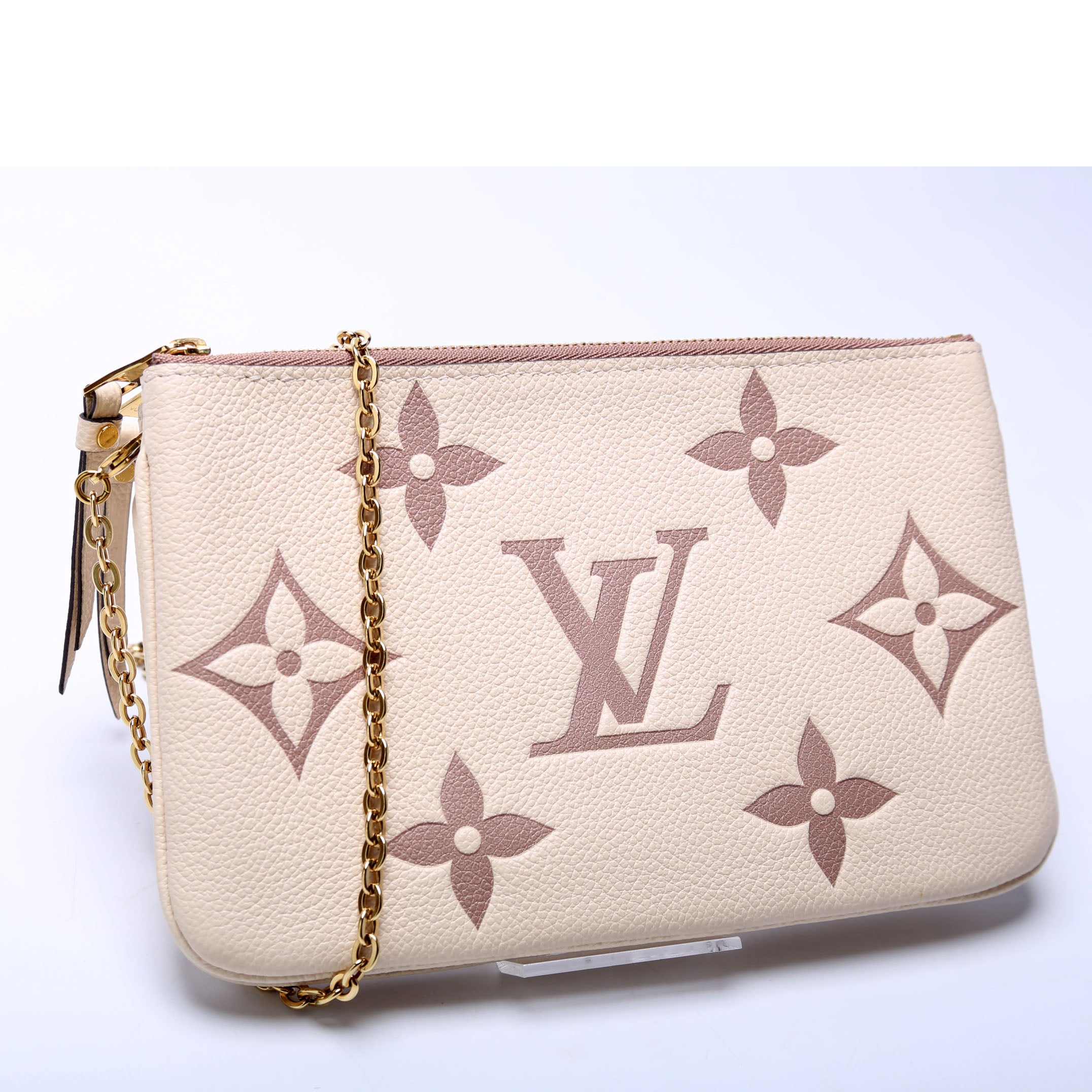 Double Zip Pochette Bicolor Empreinte
