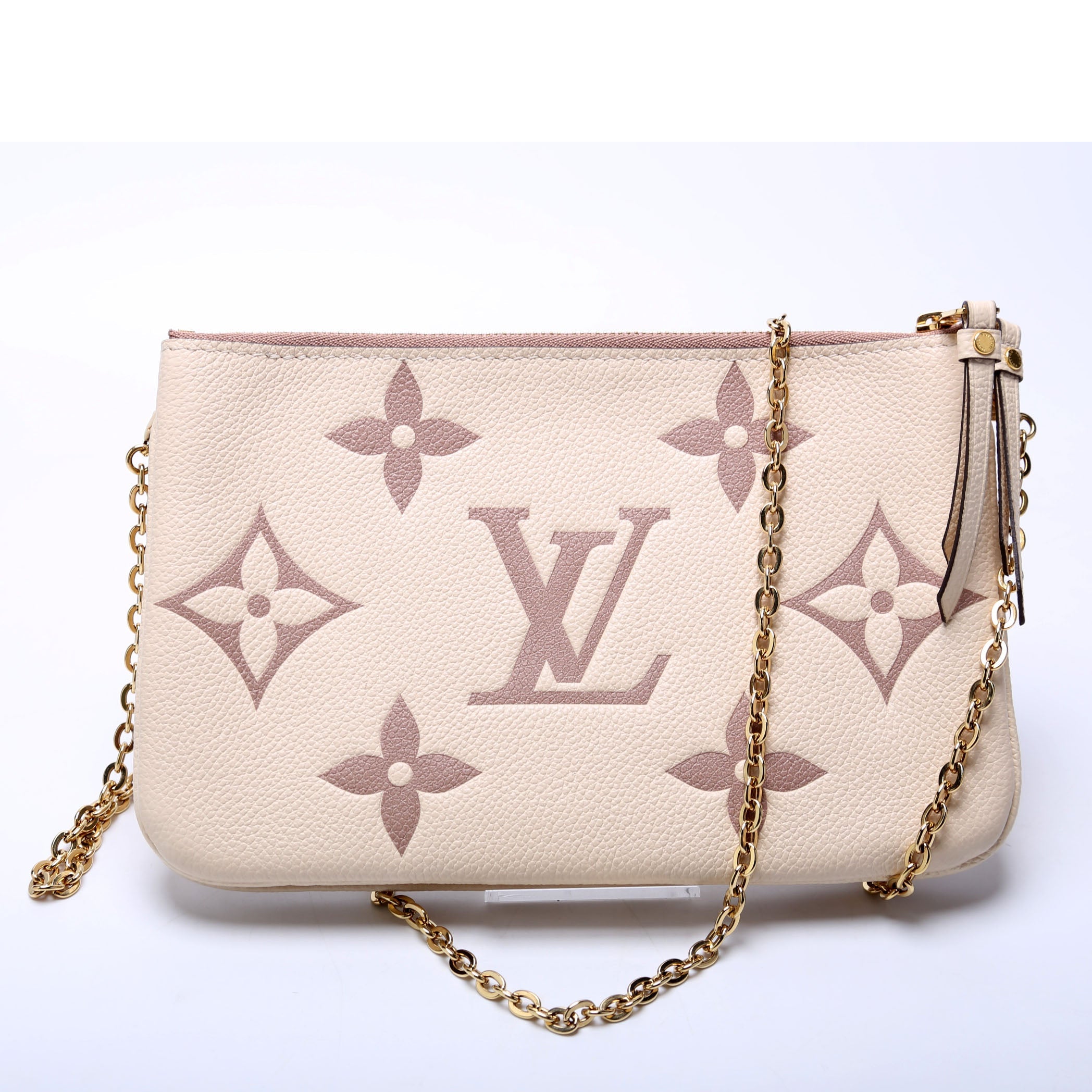 Double Zip Pochette Bicolor Empreinte