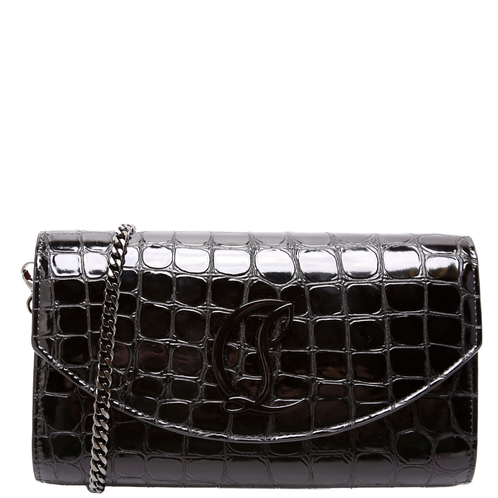 LOUB154 Clutch NM Crocodile Embossed Black