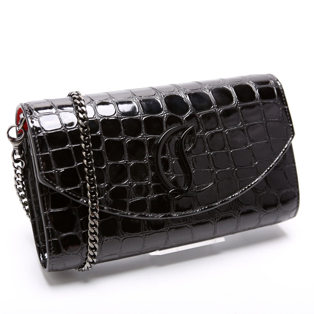 LOUB154 Clutch NM Crocodile Embossed Black