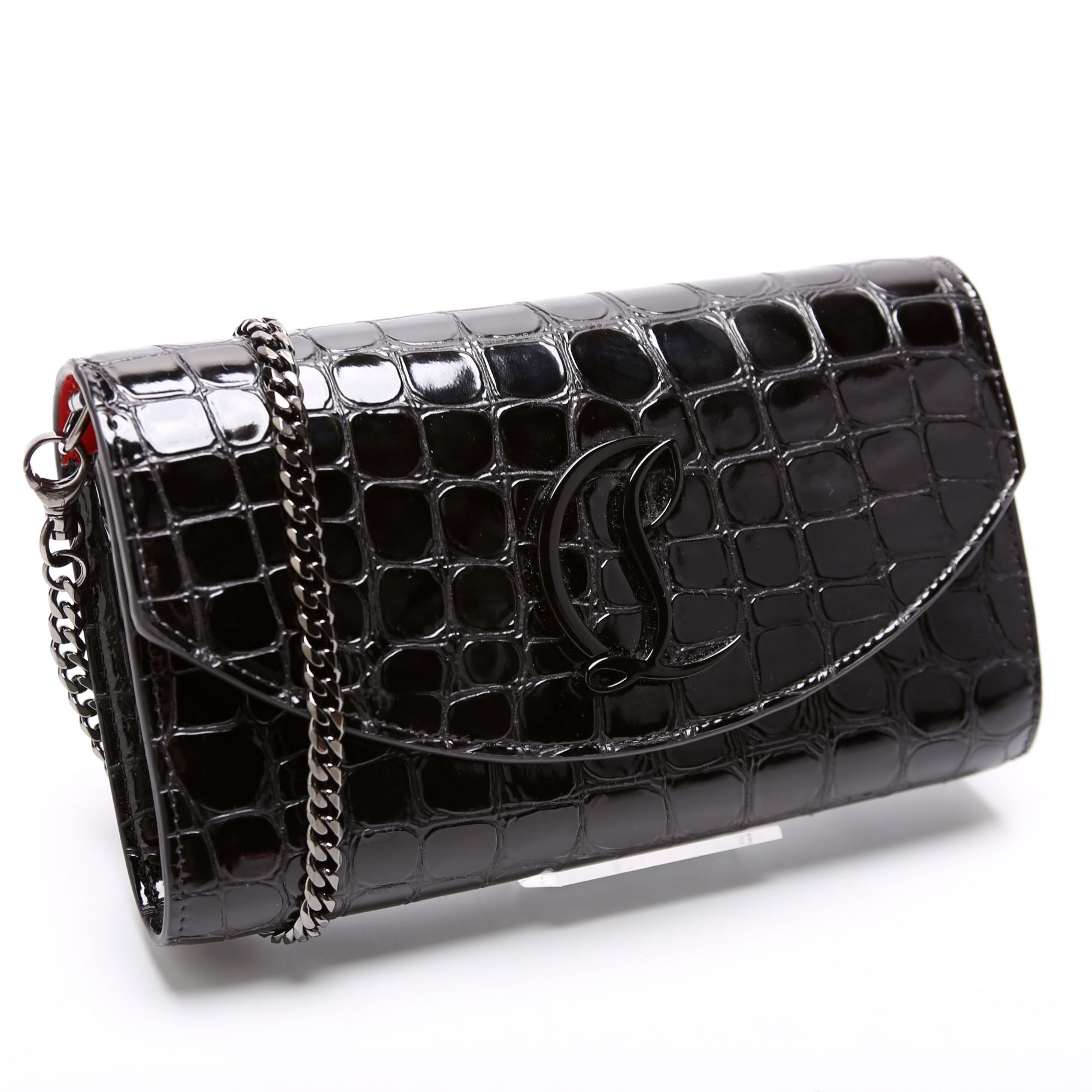 LOUB154 Clutch NM Crocodile Embossed Black