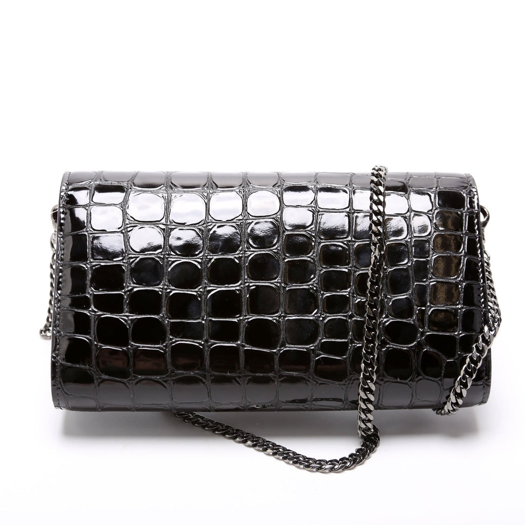 LOUB154 Clutch NM Crocodile Embossed Black