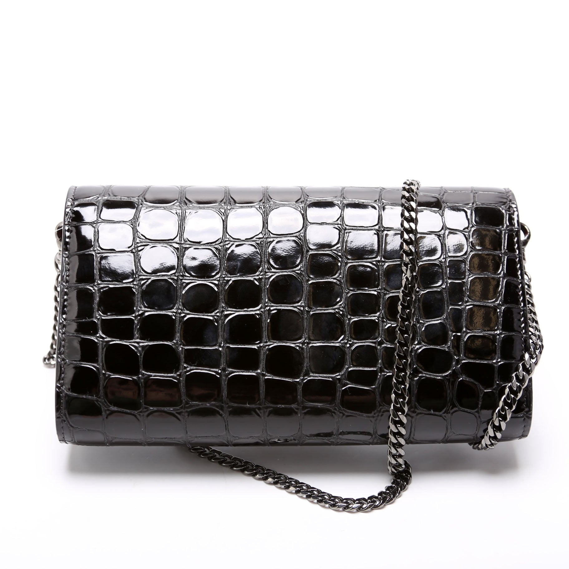 LOUB154 Clutch NM Crocodile Embossed Black