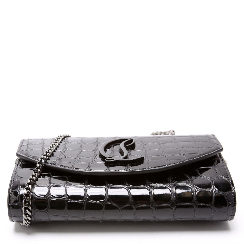 LOUB154 Clutch NM Crocodile Embossed Black
