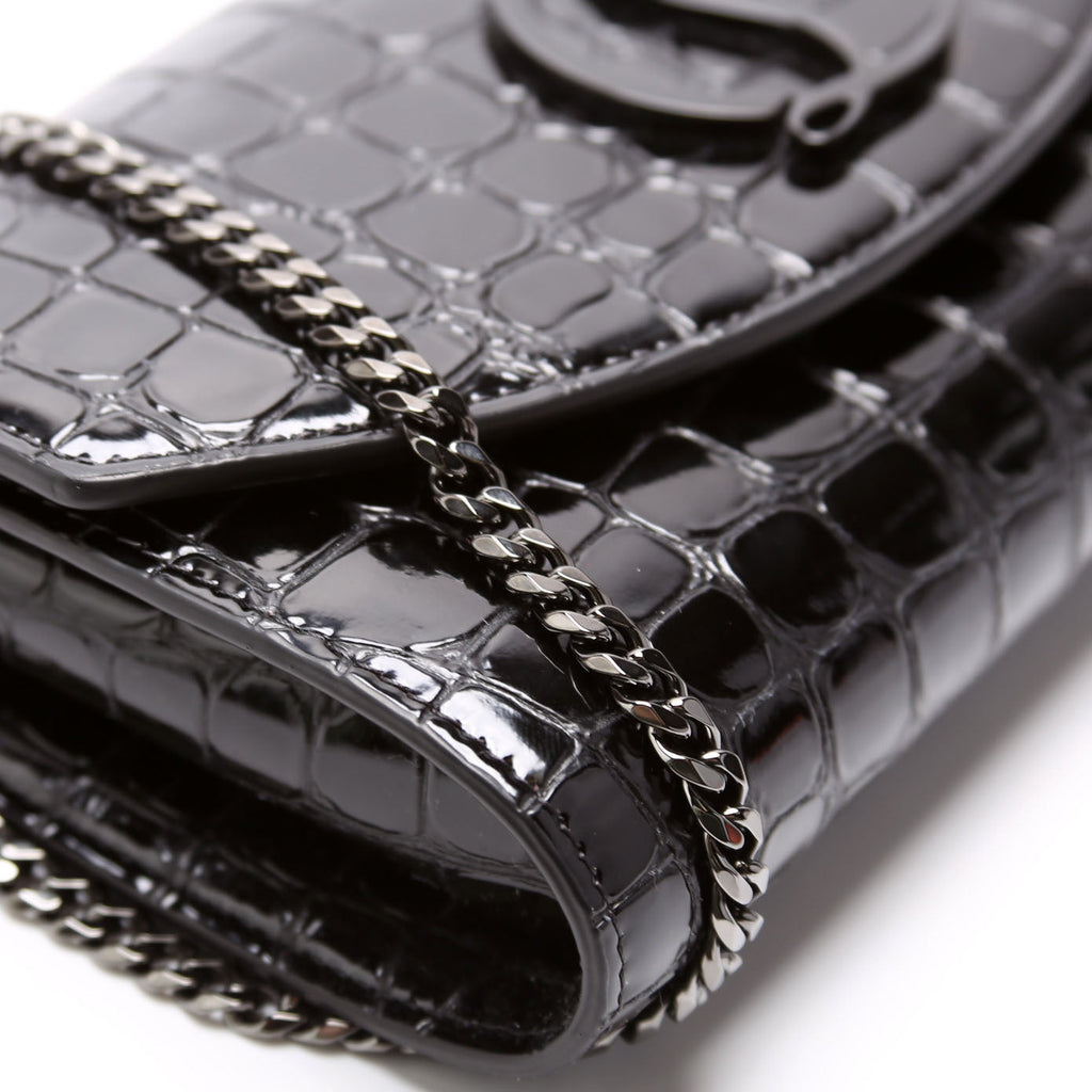LOUB154 Clutch NM Crocodile Embossed Black