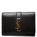 438963 Smooth Leather Monogram Key Case Black